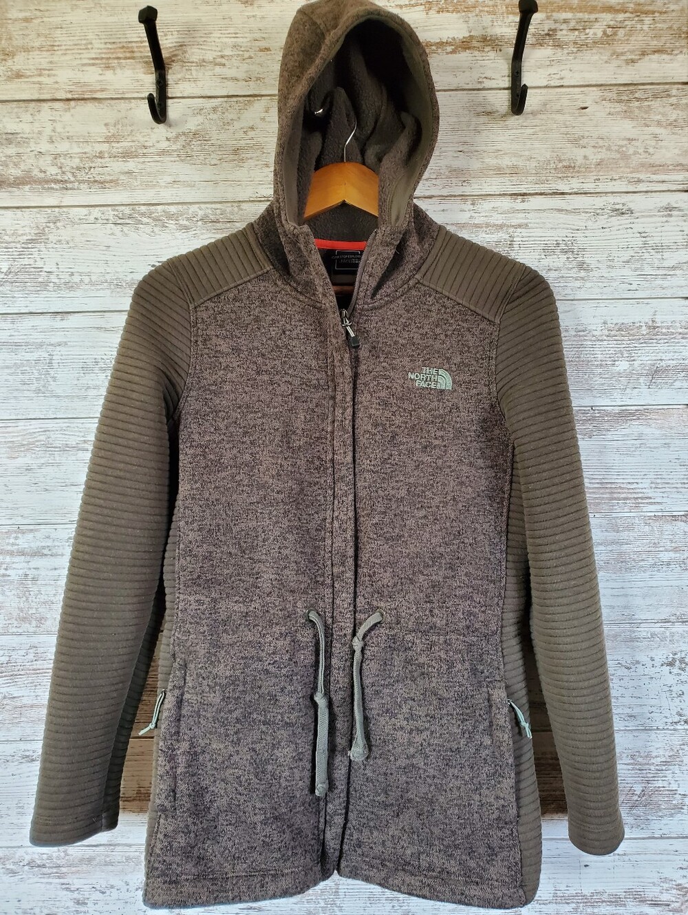 The North Face Indi 2 Hoodie Parka Fleece Jacket Taupe Small